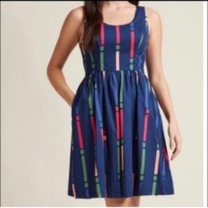 Anthropologie ModCloth Optimistic Effects Navy Sleeveless Midi Dress in Size 1X